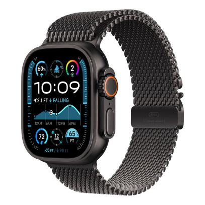 Apple Watch Ultra 2 (2024), 49 мм корпус из титана цвета «Black», ремешок Titanium Milanese Loop размера L цвета «Black»