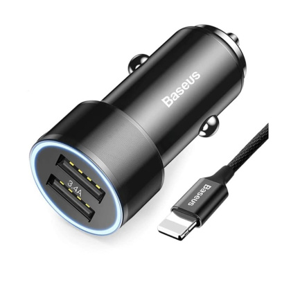 АЗУ Baseus 2 USB + Lightning Quick Charge 3.4A Small Screw (TZXLD-A01) Черный