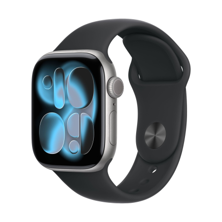Apple Watch Series 11, 42 мм корпус из алюминия цвета «Space Gray», ремешок Sport Band размера S/M цвета «Black»