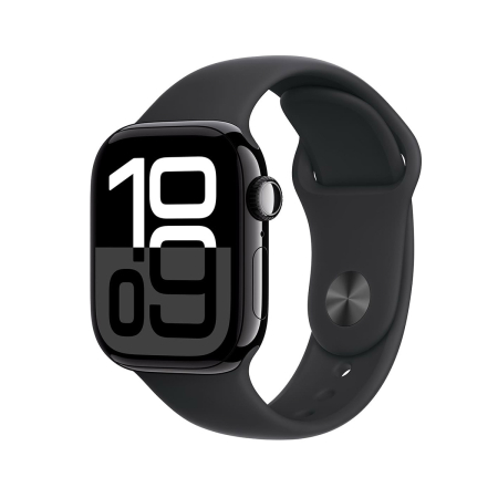 Apple Watch Series 10, 42 мм корпус из алюминия цвета «Jet Black», ремешок Sport Band размера S/M цвета «Black»