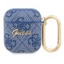 Чехол Guess для Airpods 1/2 PU leather 4G с карабином и металлическим логотипом (GUA24GSMB) Синий