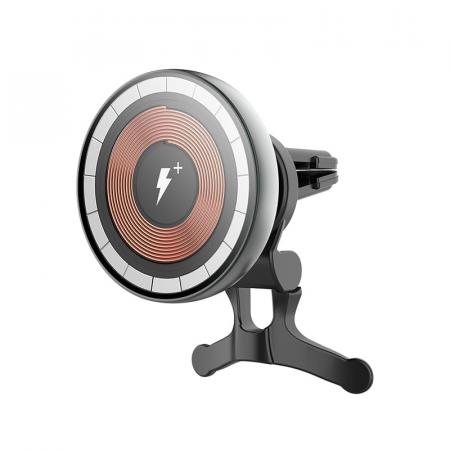Автомобильный держатель с беспроводной зарядкой WiWU Transparent magnetic Car Mount (CH-309) Серый
