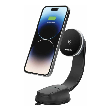 Держатель магнитный для смартфона с беспроводной зарядкой MOMAX Q.Mag Mount 15W Magnetic Wireless Charging Car mount (CM25A)
