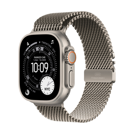 Apple Watch Ultra 3 (2025), 49 мм корпус из титана цвета «Natural», ремешок Titanium Milanese Loop размера M цвета «Natural»