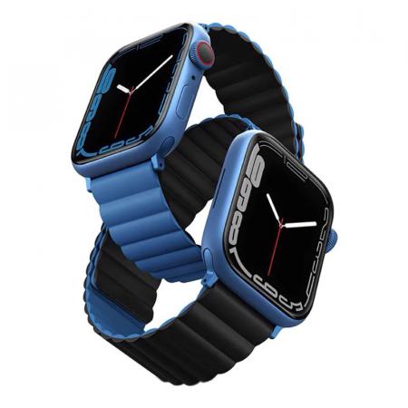 Ремешок для Apple Watch 41/40/38 mm UNIQ Revix Reversible Magnetic (41MM-REVBLUBLK) Синий/Чёрный