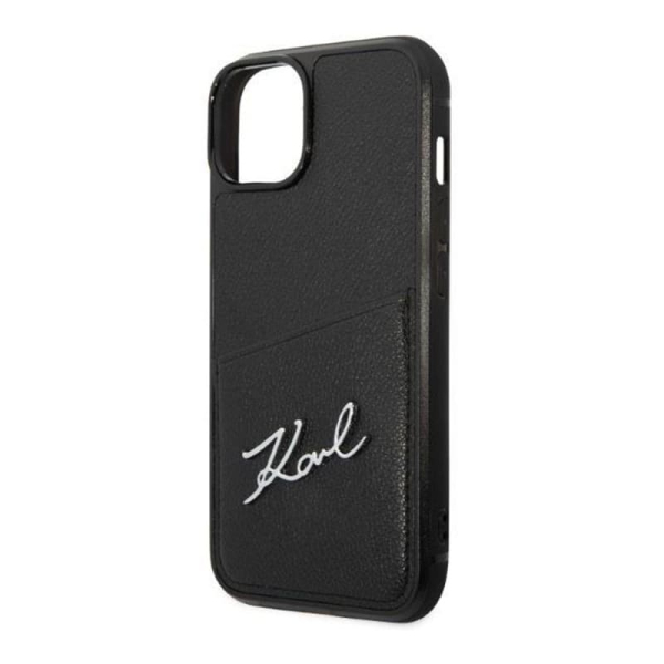 Чехол для iPhone 14 Karl Lagerfeld PU with Cardslot Signature logo Hard (KLHCP14SCSSK) Черный